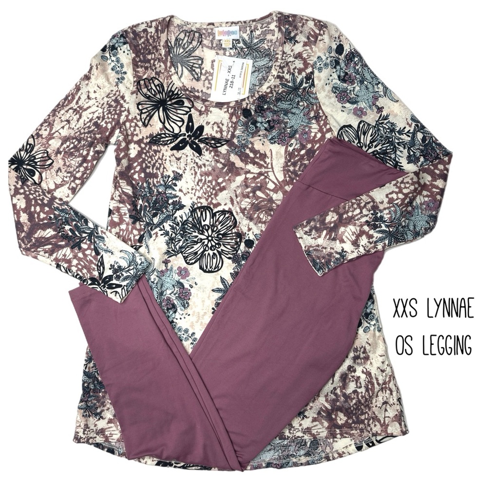LuLaRoe Floral Long Sleeve Top - and Solid leggings